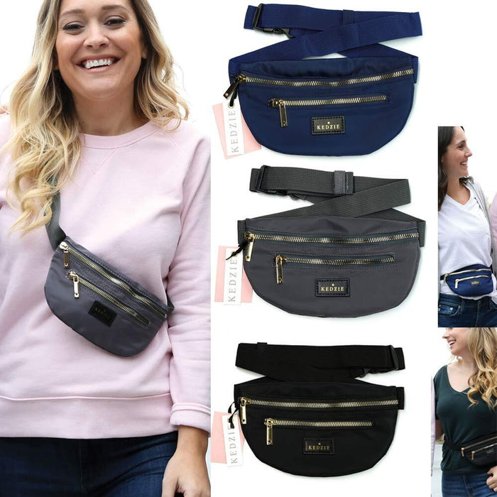 1 Kedzie Fanny Pack Waist Bag Shoulder Hip Money Belt Travel Pouch 2 Pockets New