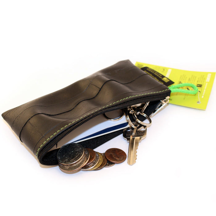 Green Guru Recycled Zip Pouch Black Tire Tube Coin Wallet Bike Trucker Gift Smal
