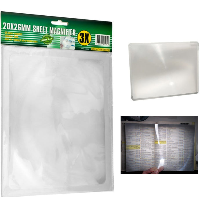 Full Page Magnifying Sheet 3X Magnifier Lens Reading Books Glass Vision Loupe !