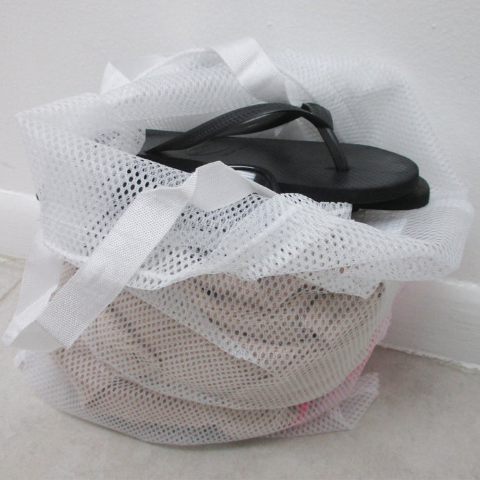 Mesh Tote Net Shopping Beach Gym Sports Bag Drawstring Purse Grocery Laundry !