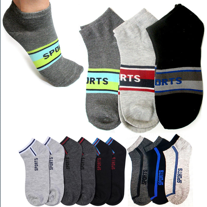 6 Pairs Sports Socks Ankle Quarter Crew Mens Stretchy Low Cut Size 9-11 Assorted