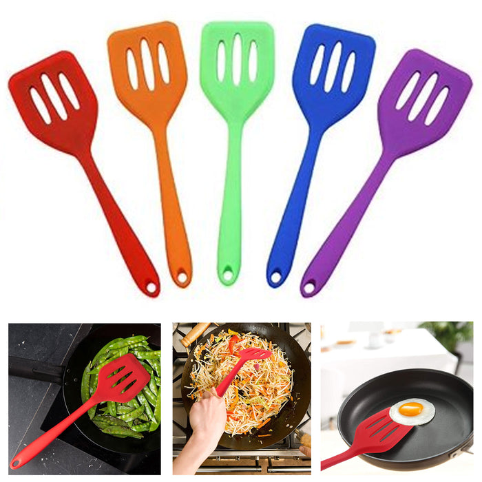 4 Pc Kitchen Spatula Silicone Turner Pancake Egg Heat Resistant Slotted Utensil