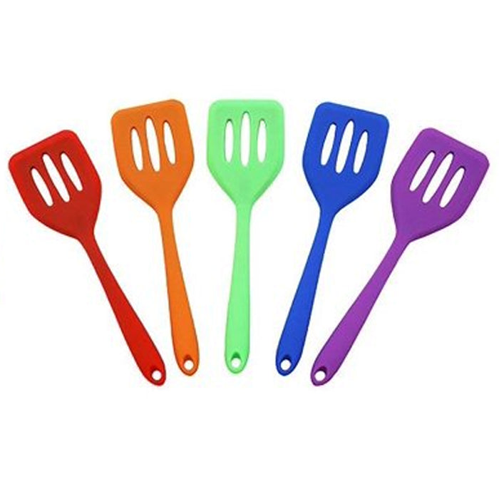 2 Pc Mini Silicone Turner Slotted Spatula Heat Resistant Kitchen Utensil