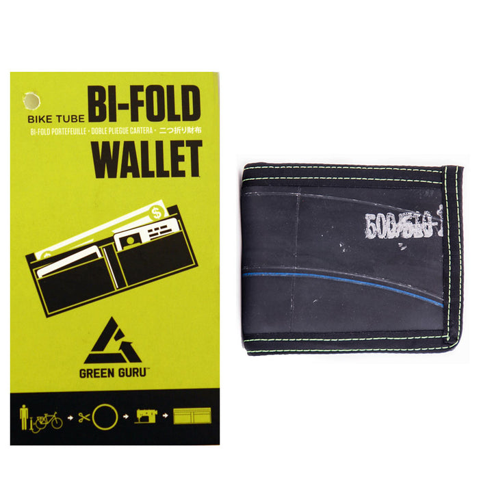 Green Guru Mens Bifold Wallet Card ID Holder Recycled Bicycle Tire Tubes Black