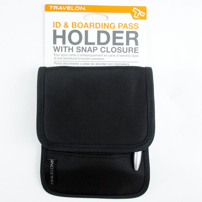 Travelon ID Boarding Pass Holder Snap Closure Secure Passport Travel Wallet Neck