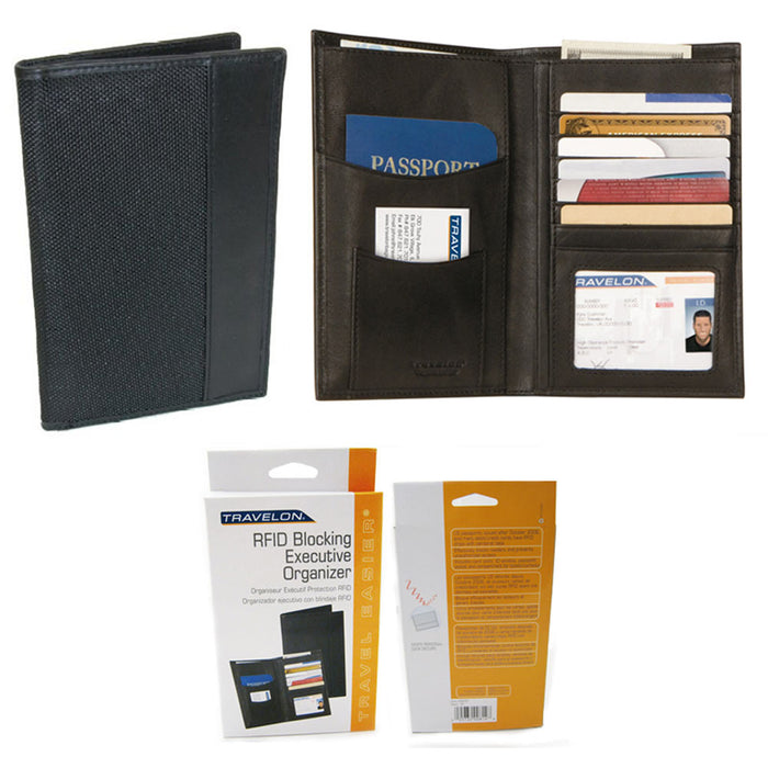 Travelon Passport Holder RFID Blocking Wallet Card ID Case Cover Organizer Black
