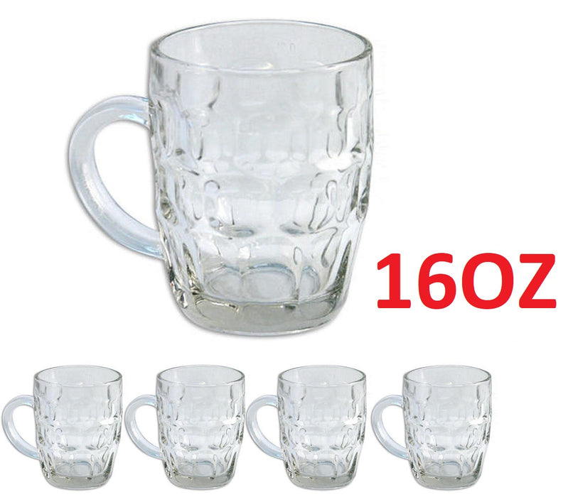 5 Pilsner Glass Cups Clear Coffee Mug Tea Soup Beer Set Hot Cold Beverage 16 Oz