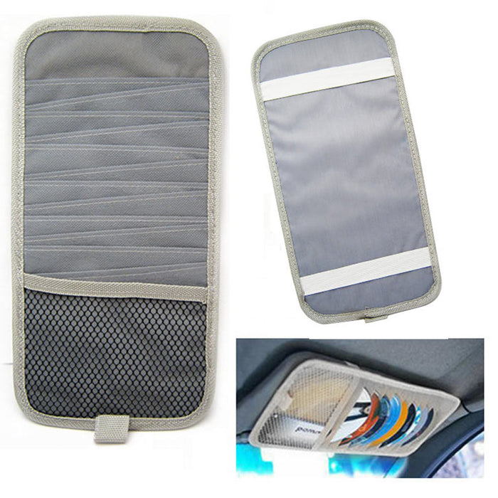 12 Disc Capacity CD Car Sun Visor Storage Dvd Holder Grey Pocket Case Organizer