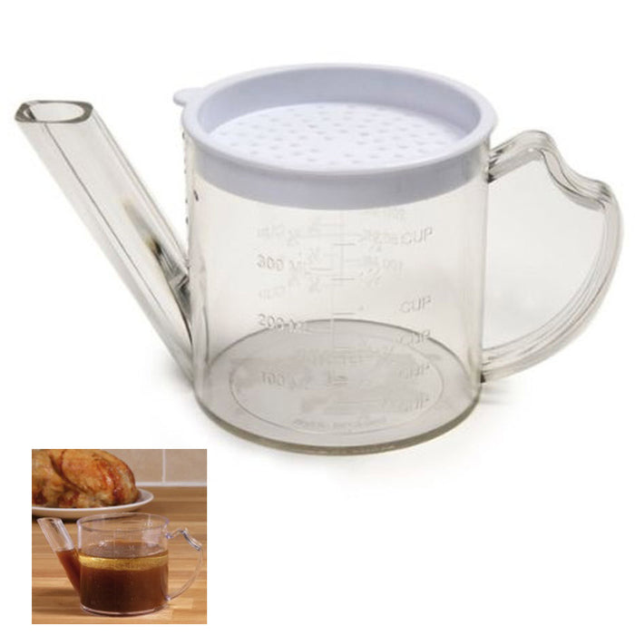 Gravy Separator 1 3/4 Cup Measurer Fat Juice Stock Strainer Dripless Spill Spout