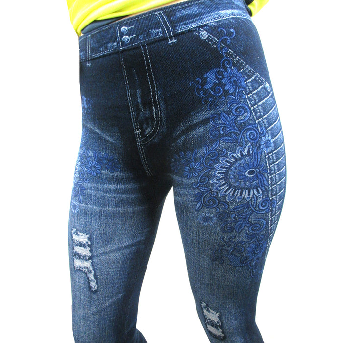 Womens Fashion Jeggings Jeans Print Leggings Pants Stretchy Skinny Slim One Size