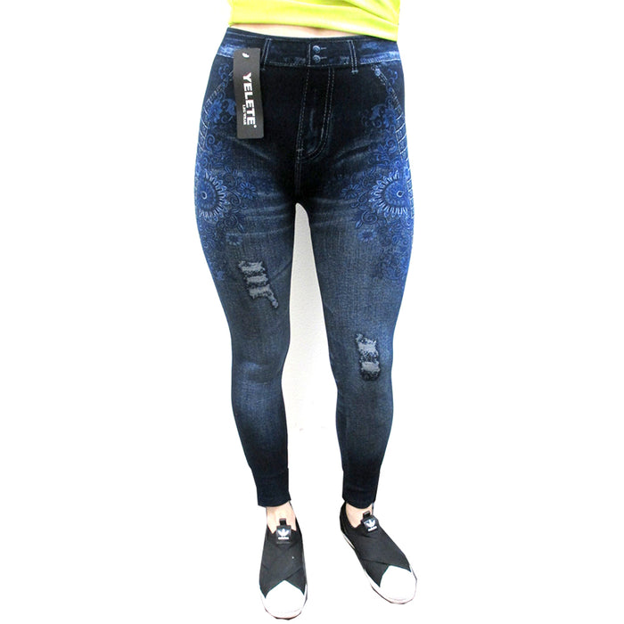 Womens Fashion Jeggings Jeans Print Leggings Pants Stretchy Skinny Slim One Size