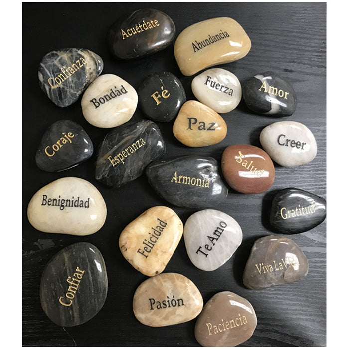 10pc Inspirational Stones Piedras Inspiracionales Natural Tumbled Engraved Words