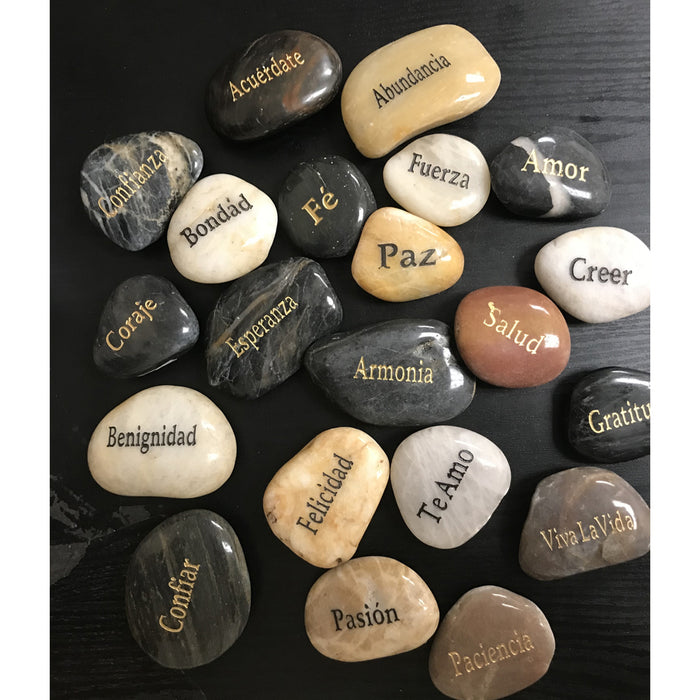 5 x Inspirational Stones Piedras Inspiracionales Natural Tumbled Engraved Words
