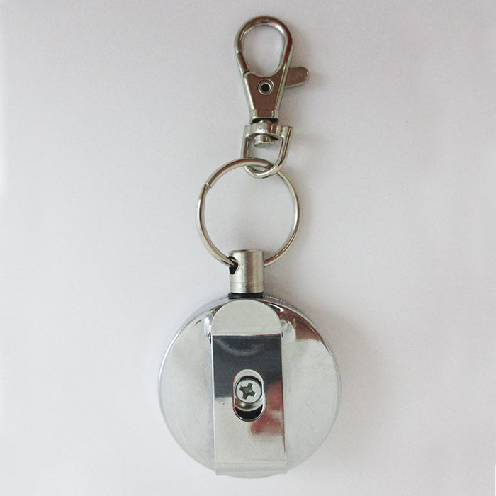 2 Steel Retractable Key Ring Clip On Pull Chain Id Holder Reel Belt Extends 26"