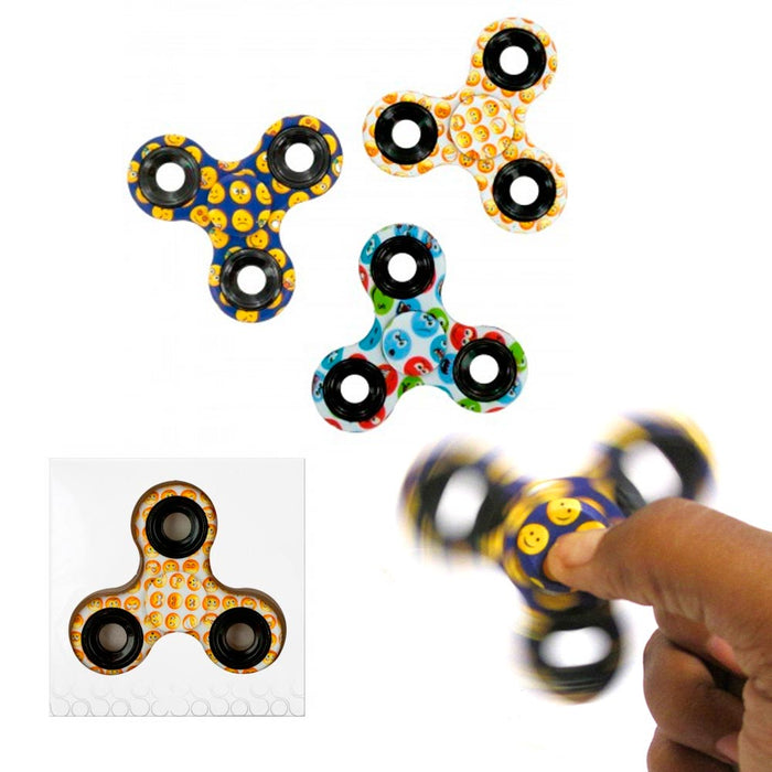 SET 3 Fidget Hand Spinner EMOJI STYLE Fidgit Spinner Hand Tri Spinner ADHD Toy