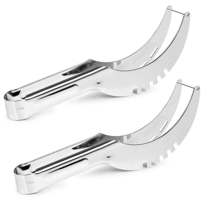 2 Watermelon Slicer Server Knife Melon Cutter Corer Scoop Stainless Steel Tool
