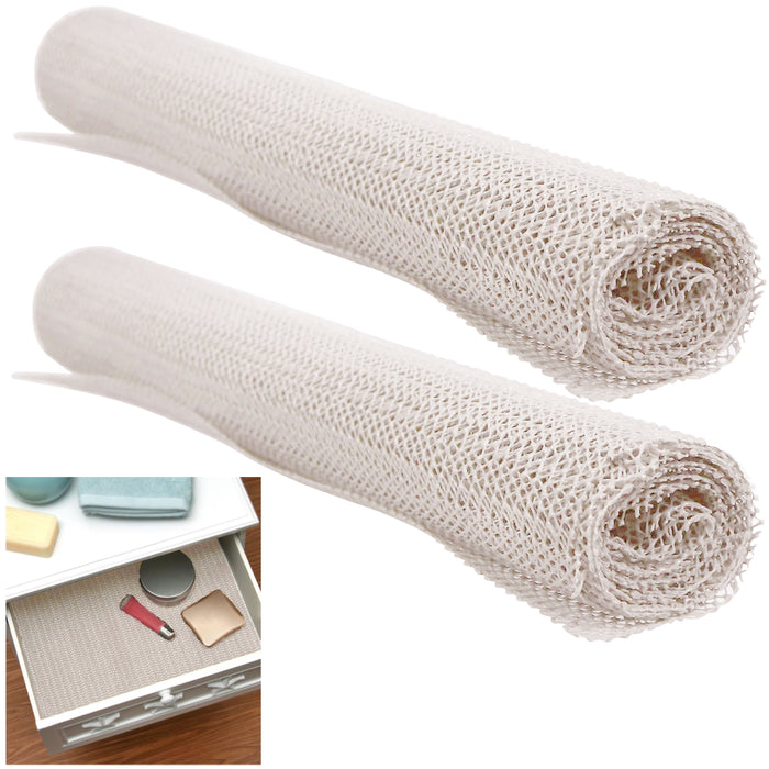 2 Rolls Non Slip Cushion Shelf Drawer Liner Pantry Dish Mat Grip Tool Box Lining