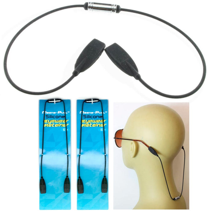 2 Eyewear Retainer Sunglasses Lanyard Silicone Neck Black Cord Strap Holder 15"