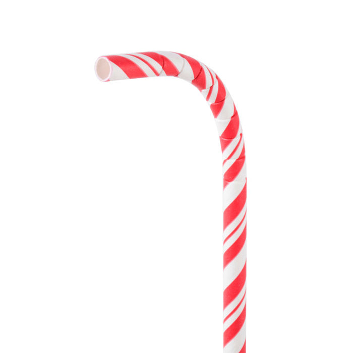 48 Pc Flexible Paper Straws Party Colorful Disposable Striped Drinking Straw Red