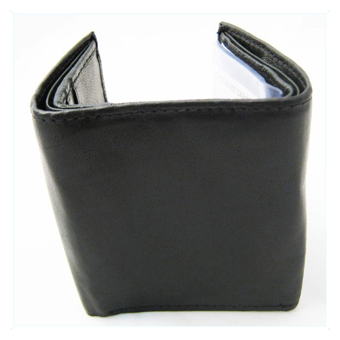 RFID BLOCKING GENUINE LEATHER MENS TRIFOLD WALLET BLACK CARD HOLDER ID MONEY NEW