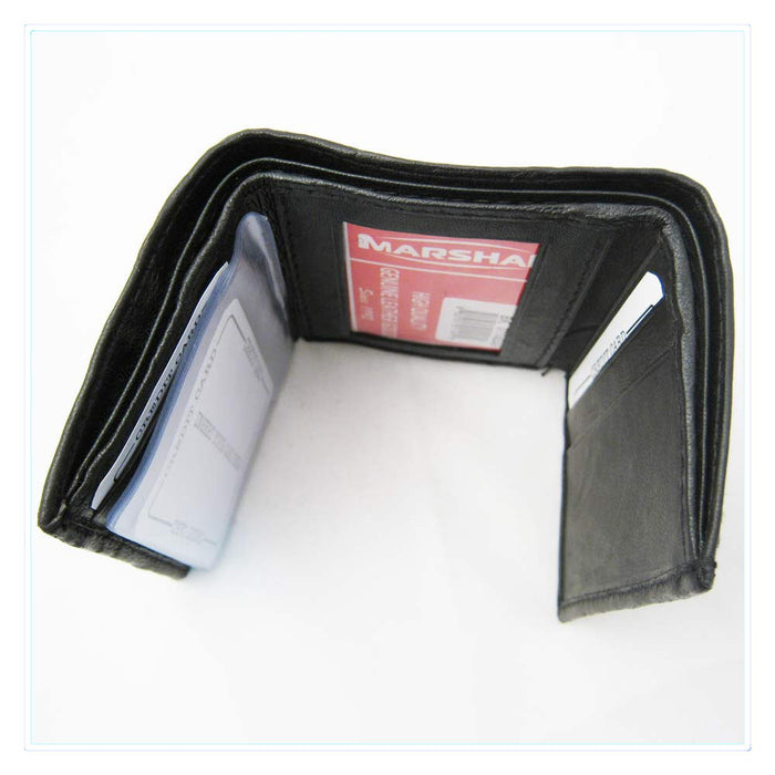 RFID BLOCKING GENUINE LEATHER MENS TRIFOLD WALLET BLACK CARD HOLDER ID MONEY NEW
