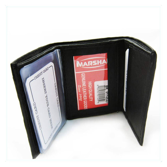 RFID BLOCKING GENUINE LEATHER MENS TRIFOLD WALLET BLACK CARD HOLDER ID MONEY NEW