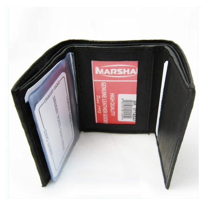 RFID BLOCKING GENUINE LEATHER MENS TRIFOLD WALLET BLACK CARD HOLDER ID MONEY NEW