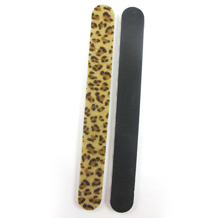 2 Pc Double Sided Animal Print Nail File & Fur Buffer Zebra Leopard Emery Board