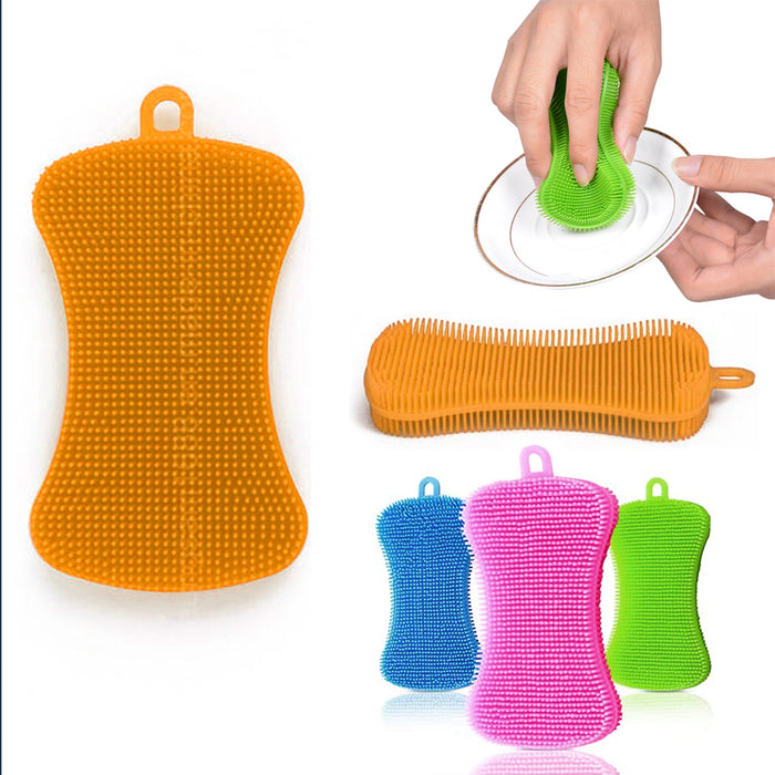 4 Pc Silicone Kitchen Dishwashing Sponge Multipurpose Sponges Non-Stick Cleaning
