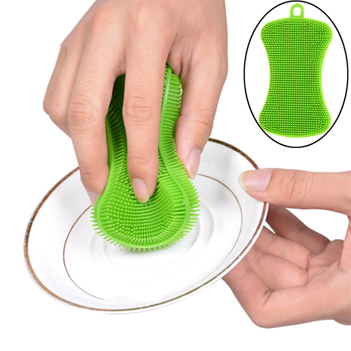 4 Pc Silicone Kitchen Dishwashing Sponge Multipurpose Sponges Non-Stick Cleaning