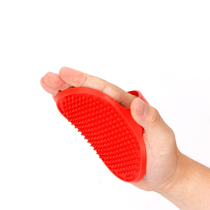 2 Dog Pet Grooming Brush Comb Hair Soft Scrubber Rubber Oval Strap Bath Handle