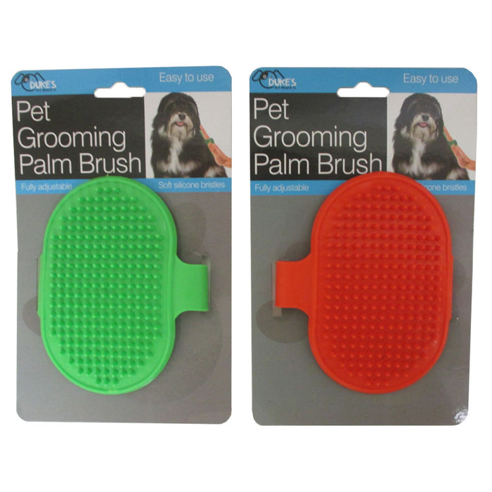 Dog Cat Pet Grooming Brush Comb Hair Rubber Oval Strap Bath Handle Soft Scruber