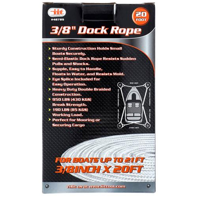 2 Pc White 3/8" 20 Ft Dock Line Double Braided Rope Deck Boat Cord Yacht Anchor