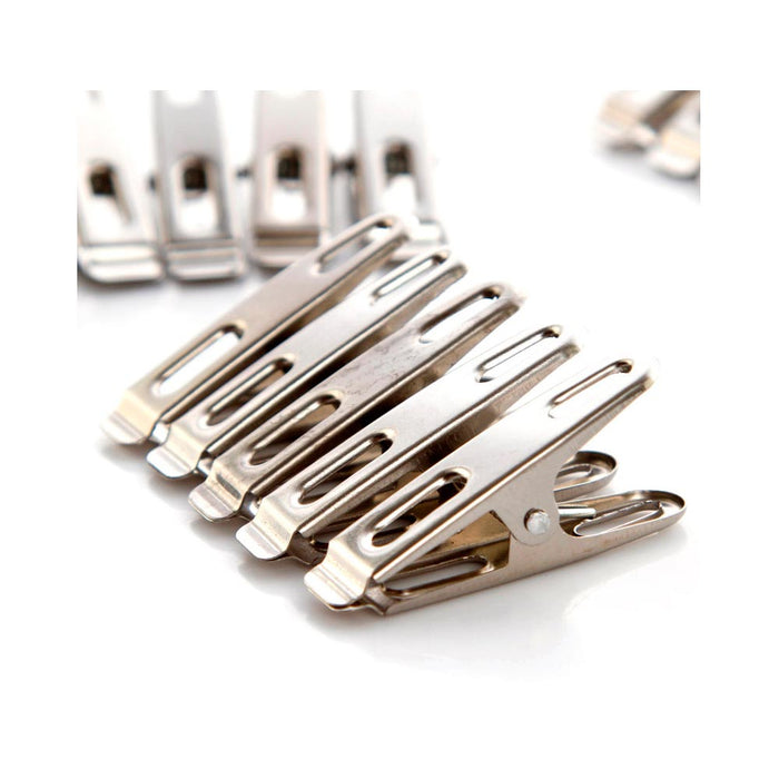 28 Pc Heavy Duty Metal Clothespins Laundry Clips Bag Clothes Pins Hangs Clothing