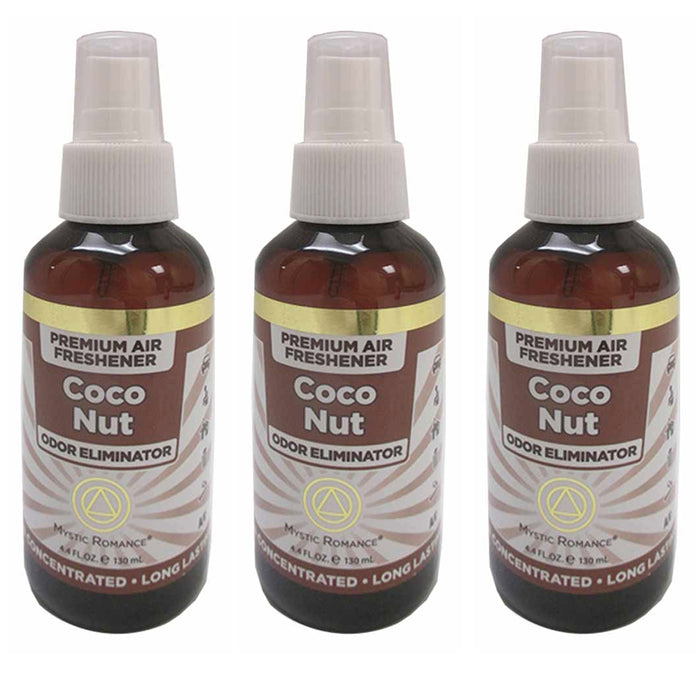 3 Coconut Concentrated Air Freshener Aroma Car Spray Home Odor Eliminator 4.4oz