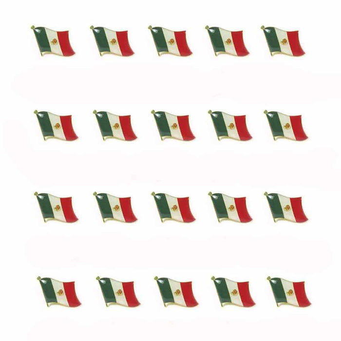 20 Pc Mexico Flag Lapel Pin Support Patriotic Enamel Badge Hat Tie Mexican Flag