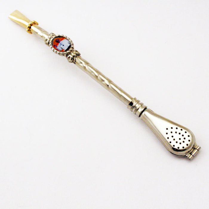 Pope Francis Stainless Steel Filtered Straw Bombilla Yerba Mate Tea Gourd Drink