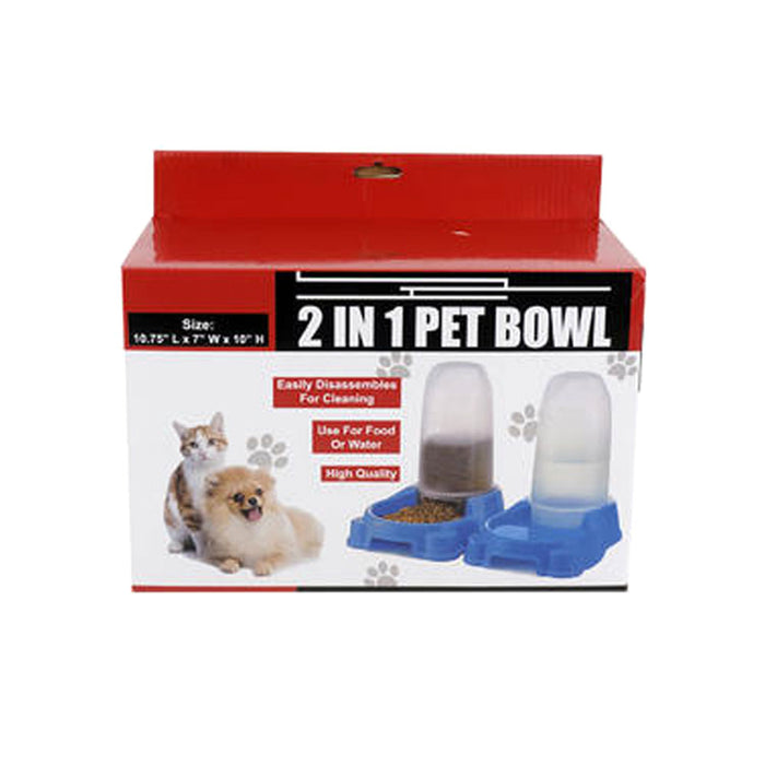 2 In 1 Automatic Pet Feeding Bowl Water Drinker Dispenser Food Feeder Bottle New