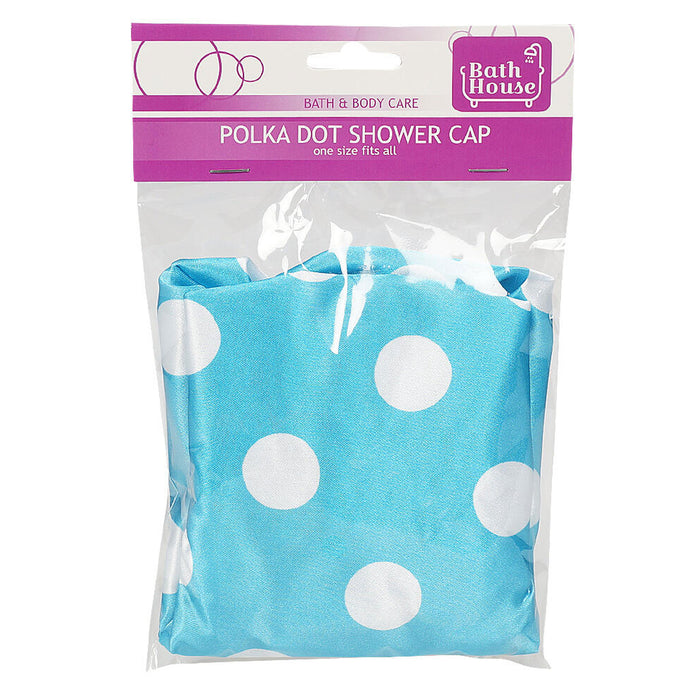 1 Polka Dot Satin Shower Cap Hat Waterproof Bathroom Vintage Water Proof Elastic