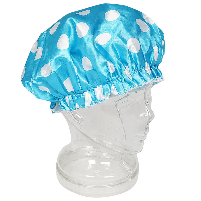 2 Pc Shower Cap Women Bath Hat Reusable Elastic Satin Cover Waterproof Bathing