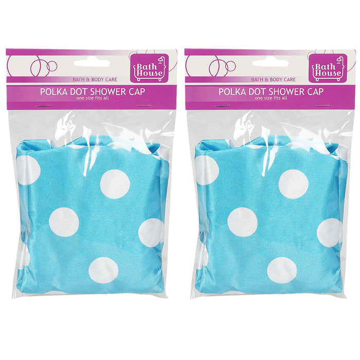 2 Pc Shower Cap Women Bath Hat Reusable Elastic Satin Cover Waterproof Bathing