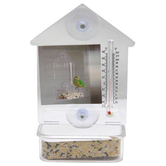 Bird Feeder Window Suction Cup Mixed Treat Clear Holder Feeeding Dish Hanger 6X4