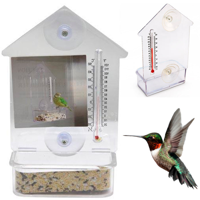 Bird Feeder Window Suction Cup Mixed Treat Clear Holder Feeeding Dish Hanger 6X4