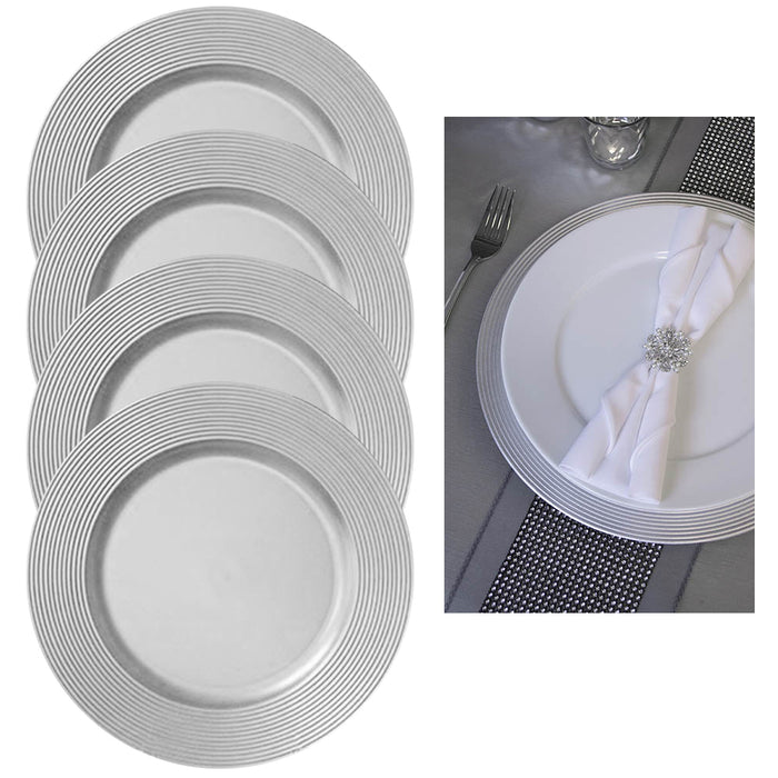 4 X Silver Round 13" Charger Plate Centerpiece Dinner Dining Table Setting Decor