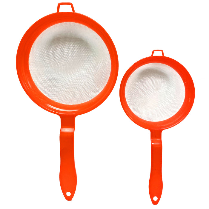 2 Pc Kitchen Food Strainer W/ Handle Fine Mesh Plastic Sieve Colander Sifter Set