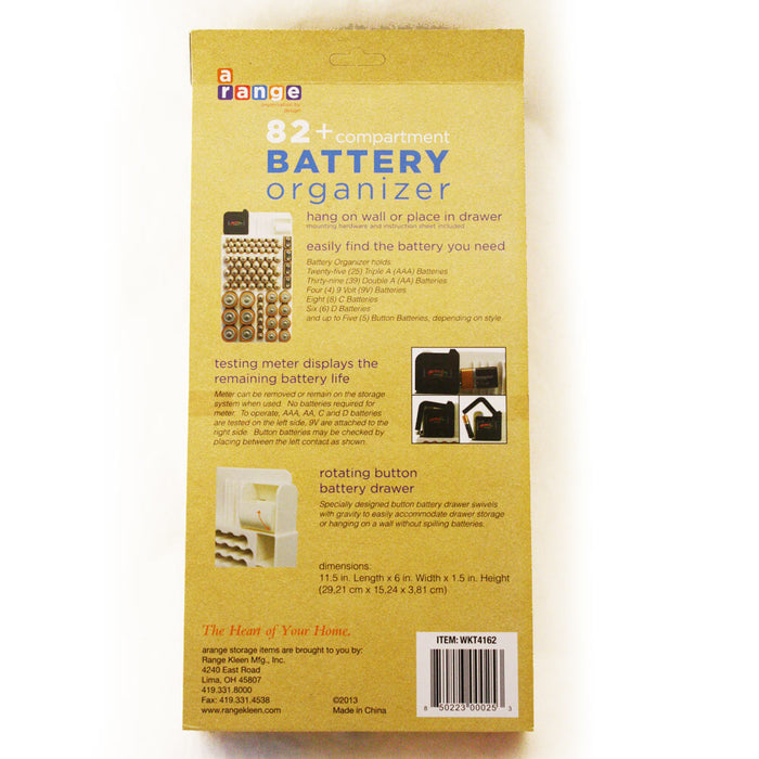 82 Battery Storage Organizer Removable Tester Storage Rack Holder AA AAA 9V !