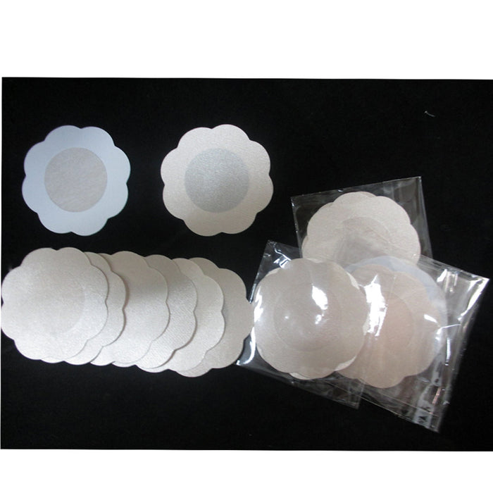 15 Pairs Nipple Pasties Satin Flower Beige Petal One Size Breast Fullness Covers
