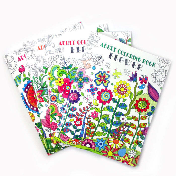 4 Pc Adult Coloring Books Creative Floral Painting Stress Relief Book Activity