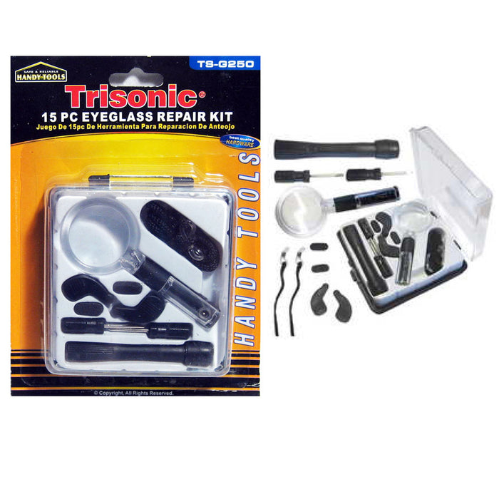 15 Pc Glasses Repair Tool Kit Set Eyewear Optical Eyeglasses Screws Screwdriver