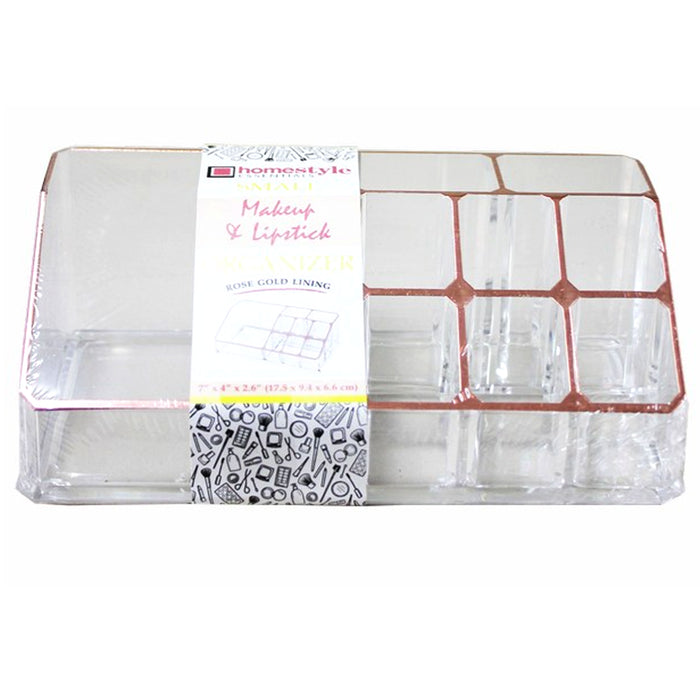 2 Rose Gold Clear Acrylic Cosmetic Organizer Lipstick Brush Holder Makeup Stand